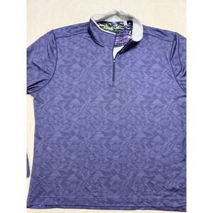Robert Graham Quarter Zip Golf Pullover XXL Purple Geometric Print Performance
